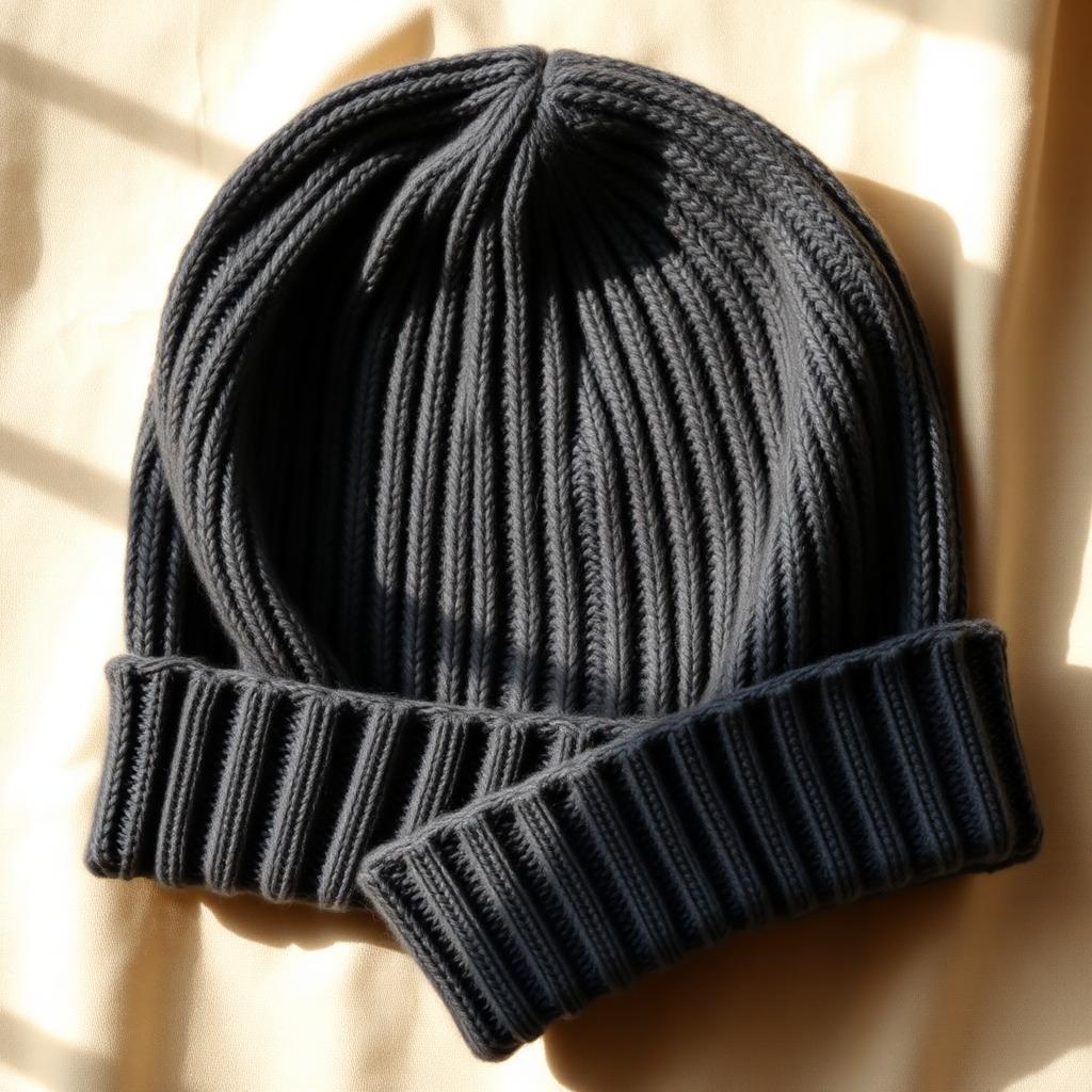 Ribbed Cuff Beanie — Charcoal